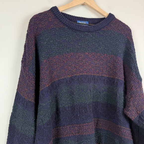 Cambridge Classics Mervyns Sweater Men XL Multi Striped Wool Italy Grandpa Relax - Picture 3 of 7